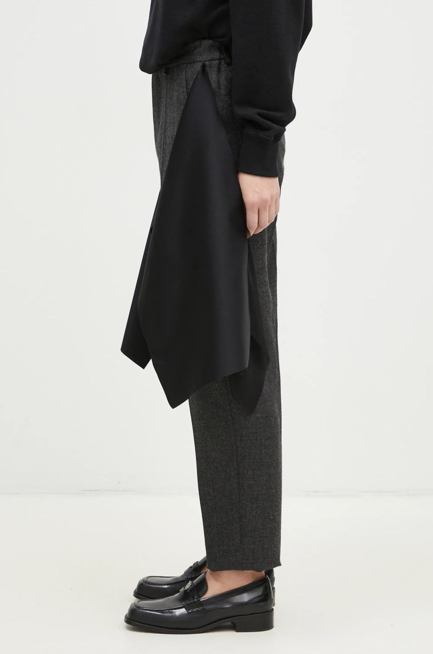 Hlače UNDERCOVER High Waist Pants With Attached Skirt Overlay Siva | UC2D1505, 1