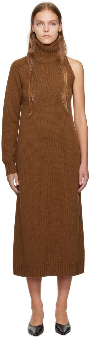 Obleke Max Mara Max Mara Single-Shoulder Midi Dress Rjava | 2313262536600 MM12127, 0