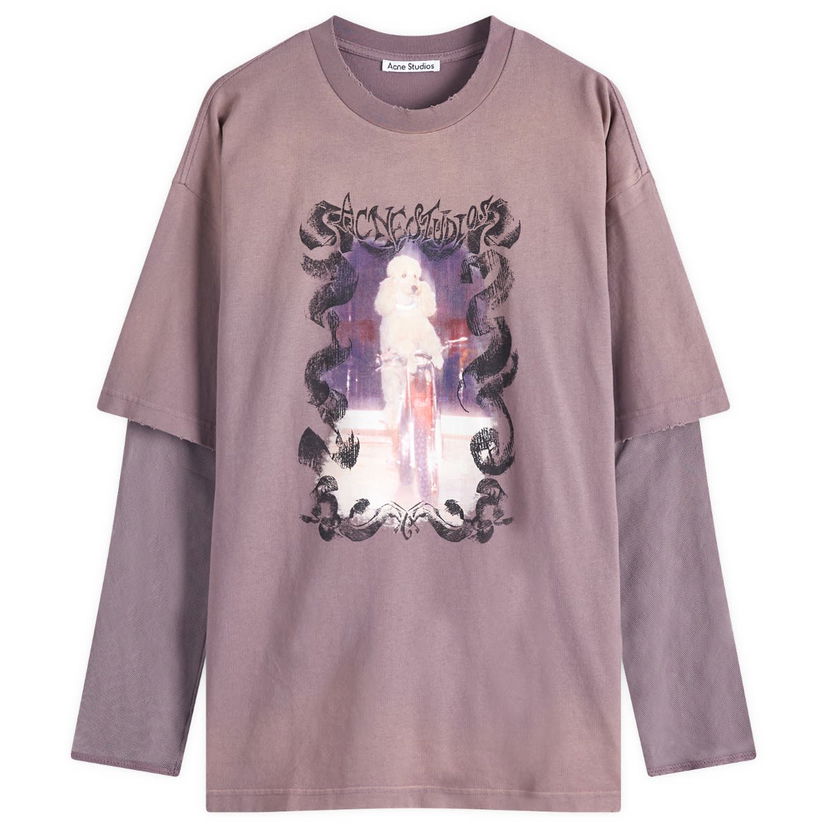 Majica Acne Studios Acne Studios Edra Double Layer Poodle T-Shirt, Size L Lila | AL0454-CJD