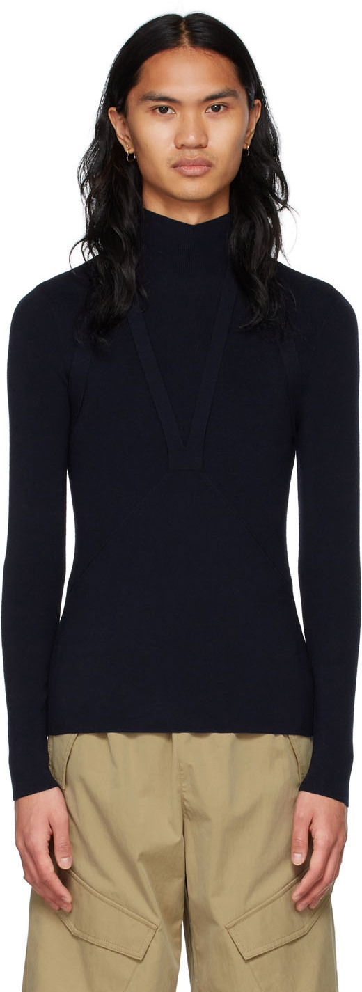 Pleteni pulover Dion Lee Wool Turtleneck Mornarica | C7062S22