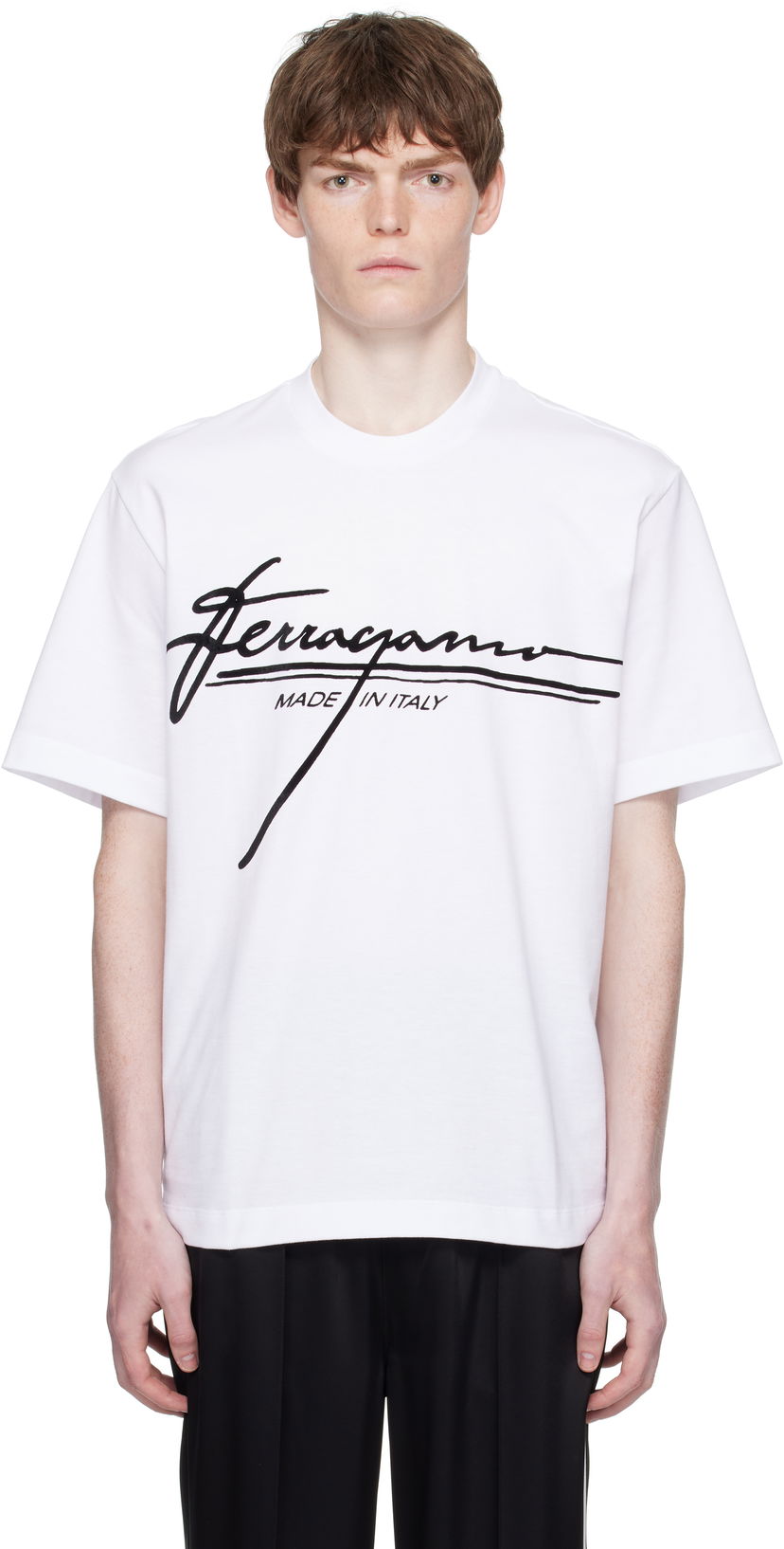 Majica FERRAGAMO Ferragamo Signature Crew Neck T-Shirt Bela | 786470