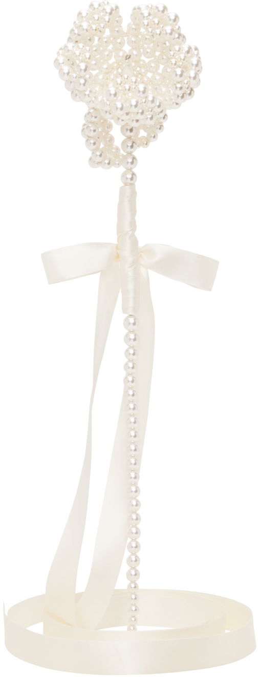 Obeski za ključe Simone Rocha Simone Rocha Beaded Large Flower Bag Charm Bela | FLOWER1 0904 PEARL