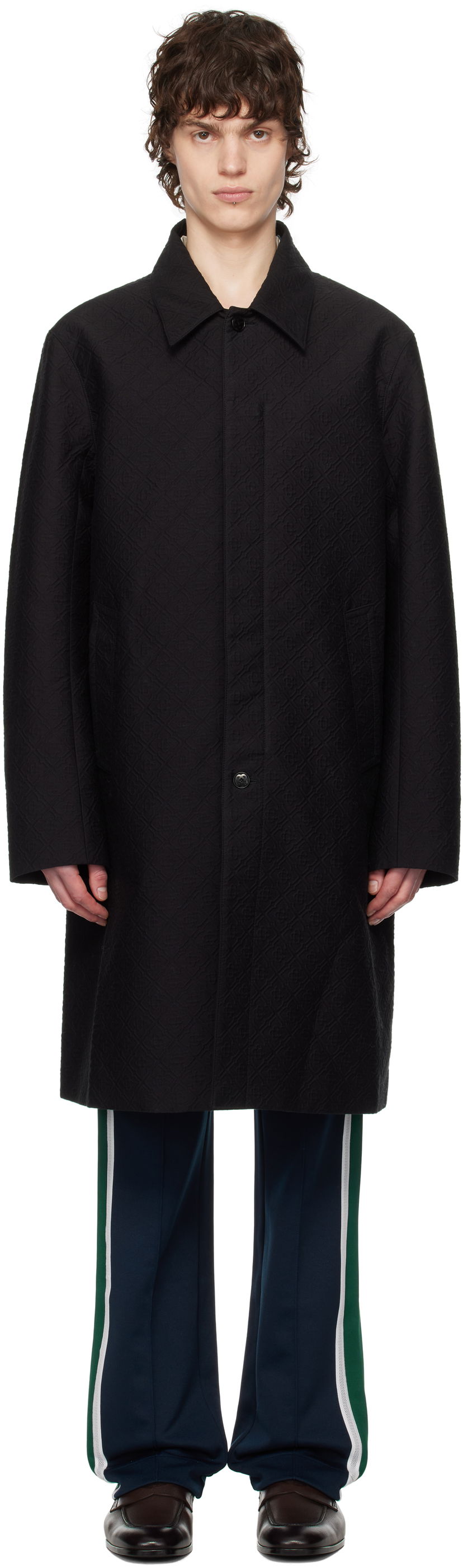 Dežni plašč Casablanca Casablanca Jacquard Car Coat Črna | MPS25-OT-163-01