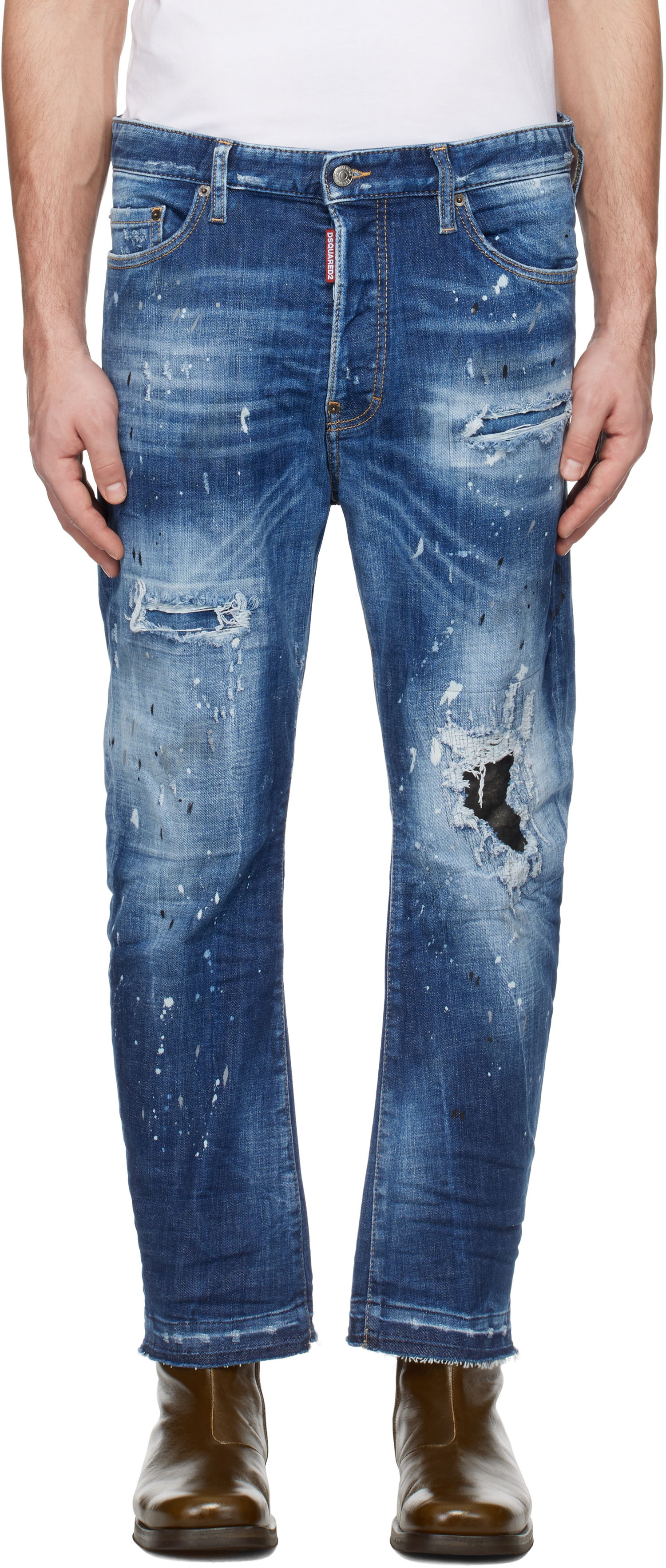 Kavbojke DSQUARED2 Dsquared2 Medium Ripped Wash Bro Jeans Modra | S74LB1634_S30872, 0