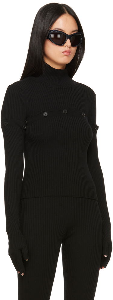 Pleteni pulover Jean Paul Gaultier Gaultier Button Turtleneck Črna | 23/15-F-PL036-M057-00, 1