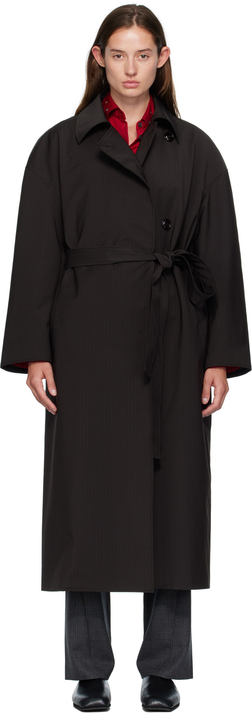 Plašči OUR LEGACY OUR LEGACY Pinstripe Court Coat Črna | W4251CC