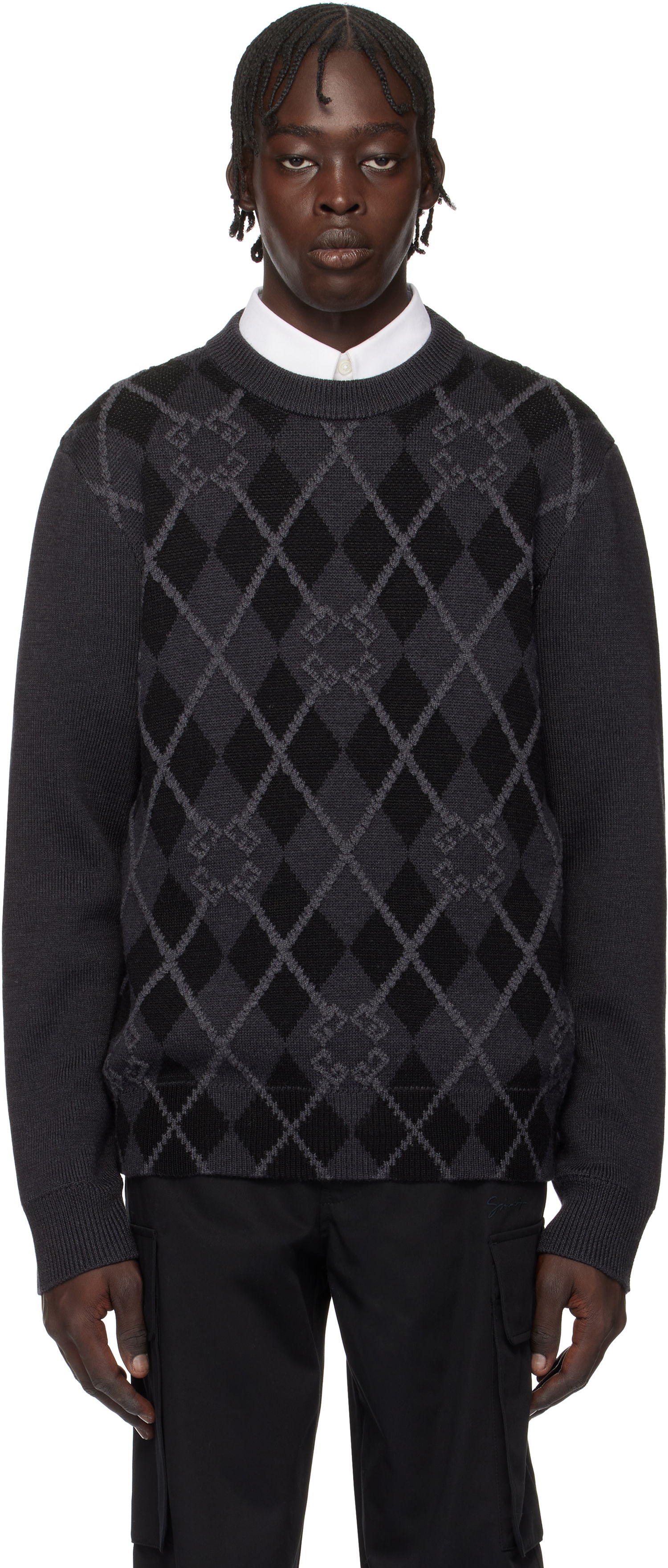 Pleteni pulover Givenchy Argyle Pattern Sweater Siva | BM90TX4YL0001, 0