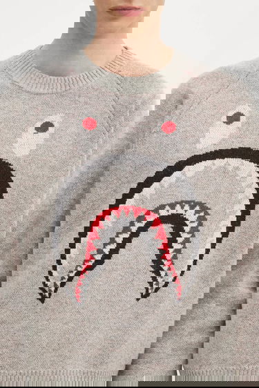 Pleteni pulover BAPE A Bathing Ape Shark Knit Sweater Siva | 1K80220004, 6