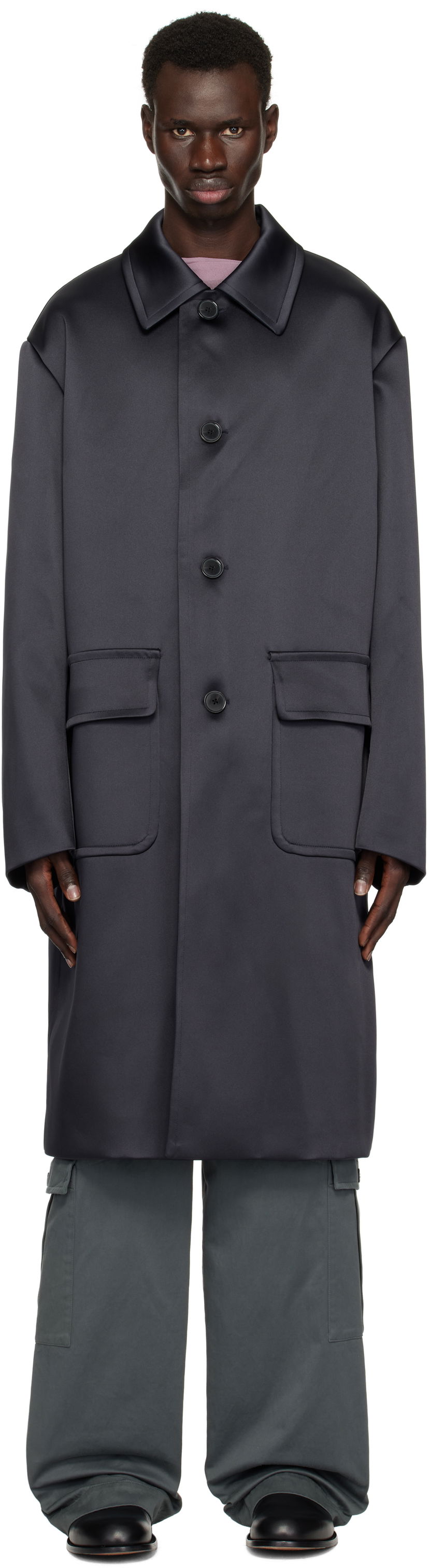 Plašči Dries Van Noten Dries Van Noten Loose Fit Mac Coat Mornarica | 251-020210-1061