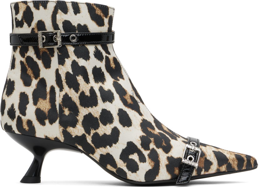 Nega čevljev GANNI GANNI Satin Eyelets Kitten Heel Boots Večbarvna | S2883