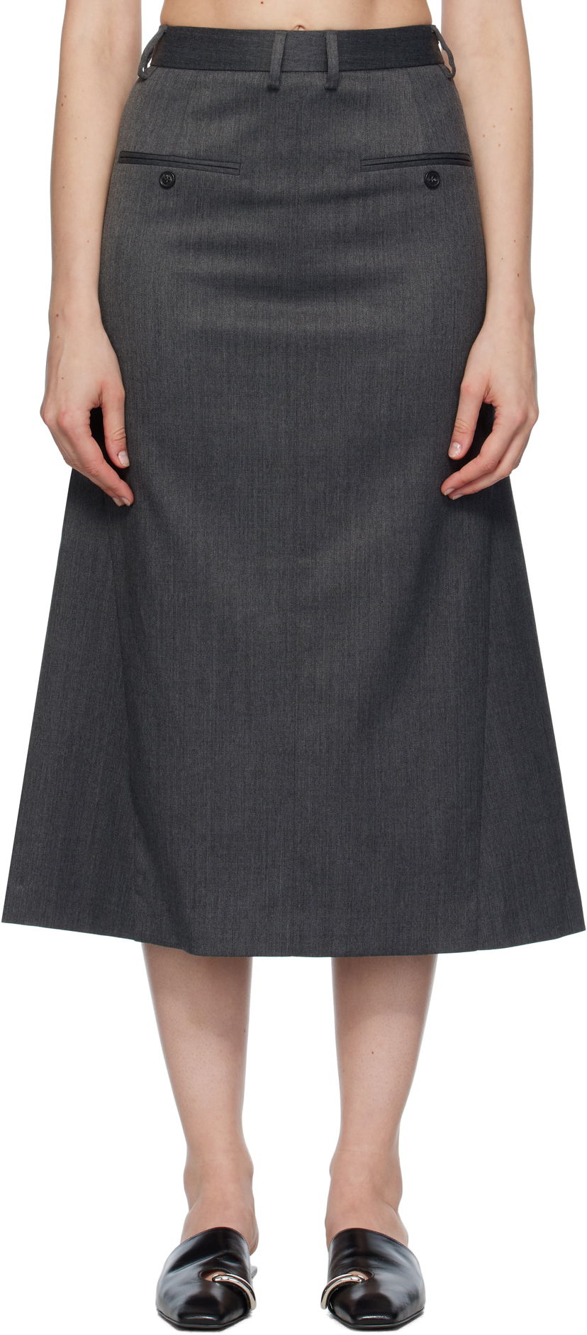 Krila Maison Margiela MM6 Maison Margiela Tailored Midi Skirt Siva | S52MI0021 S47848