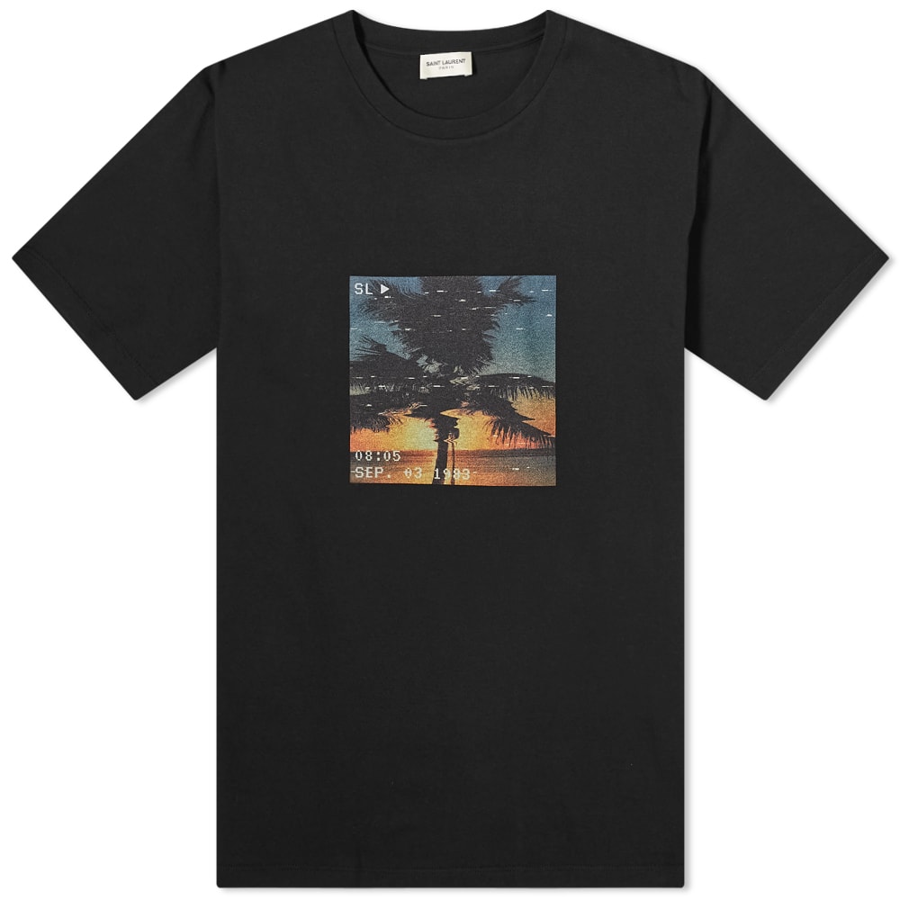Majica Saint Laurent Palm Photo Print Tee Črna | 652565-Y36AD-1068, 0