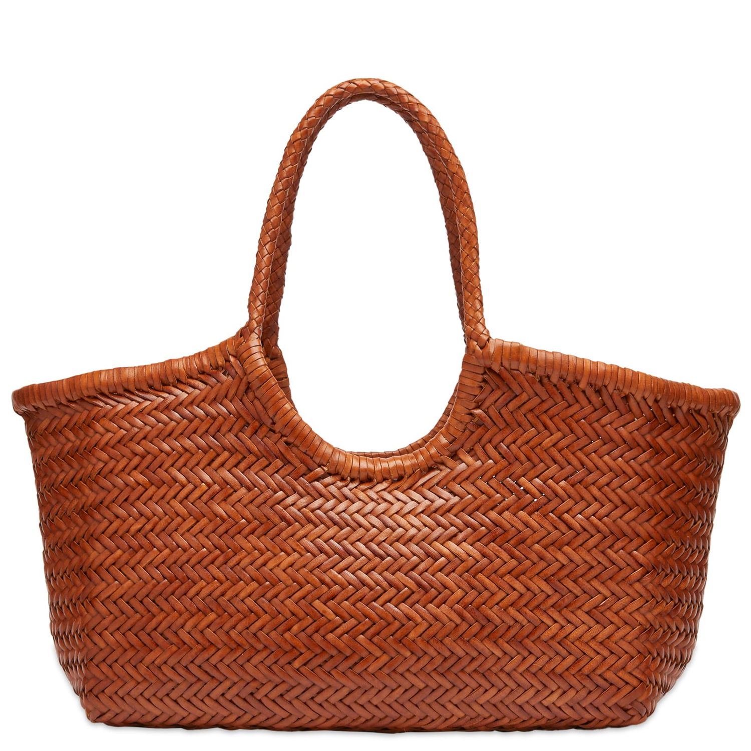 Tote bag Dragon Diffusion Tan Leather Woven Basket Bag Rjava | 8822-TAN, 0