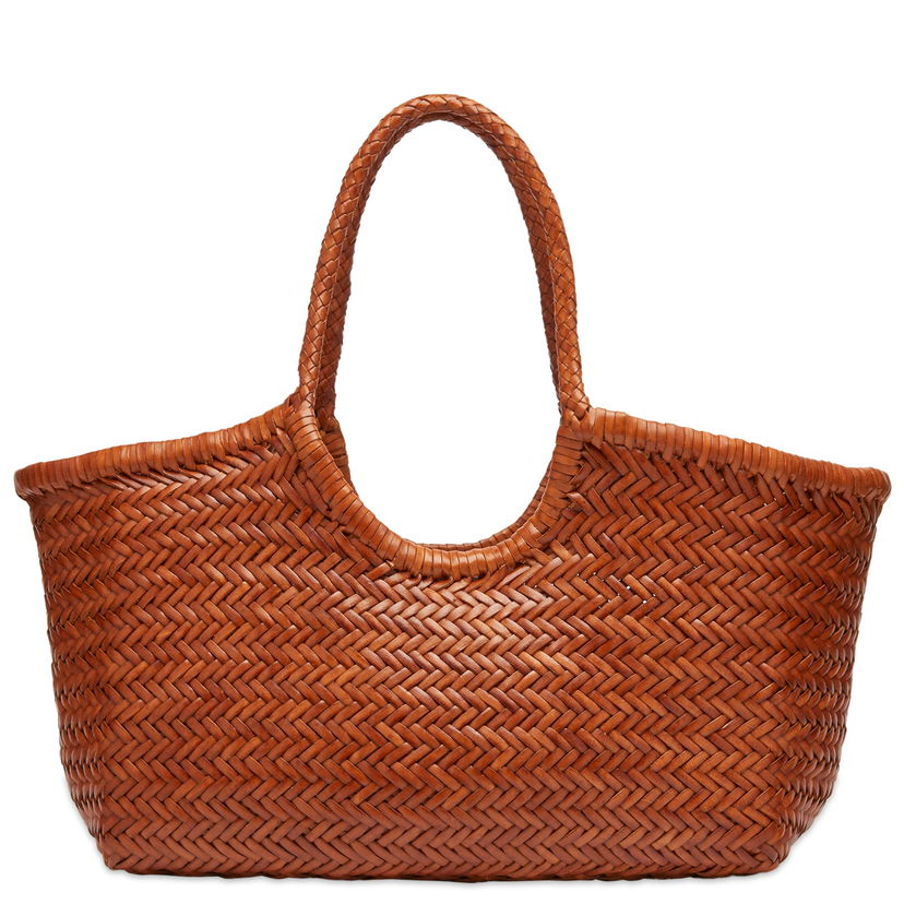 Tote bag Dragon Diffusion Tan Leather Woven Basket Bag Rjava | 8822-TAN