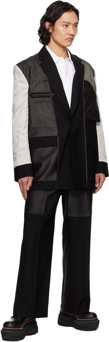 Plašči Feng Chen Wang Feng Chen Wang Deconstruction Patchwork Blazer Črna | FUS19JK02, 3
