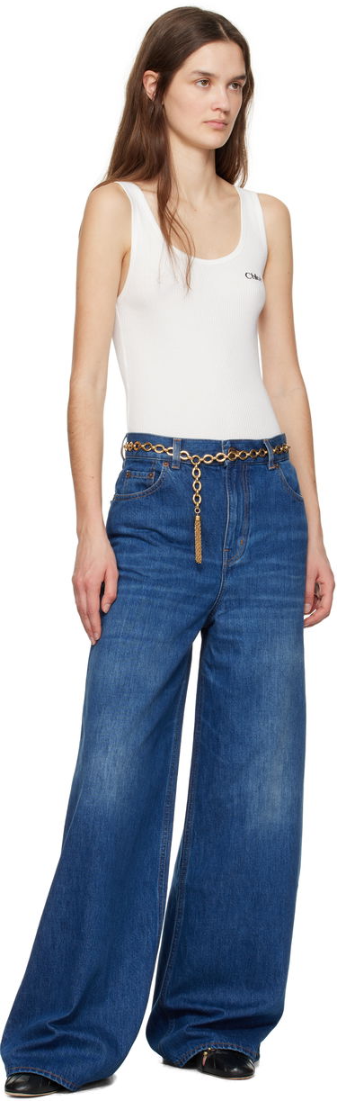 Pasovi CHLOÉ Chloé Ribbed Logo Tank Top Kovinski | CH25SJH12180, 4