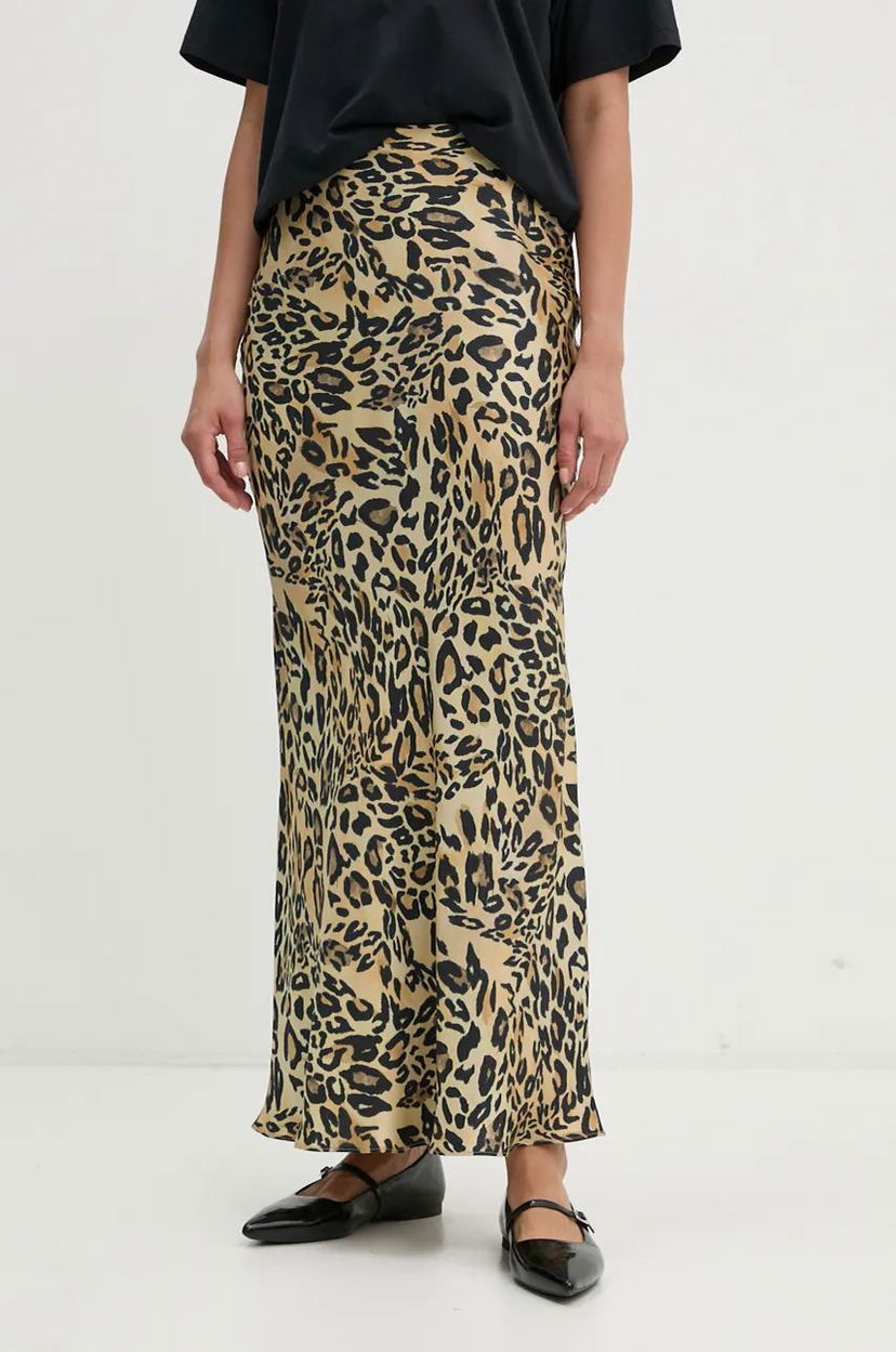 Krila Nanushka Leopard Print Maxi A-Line Skirt Bež | NW24PFSK6071