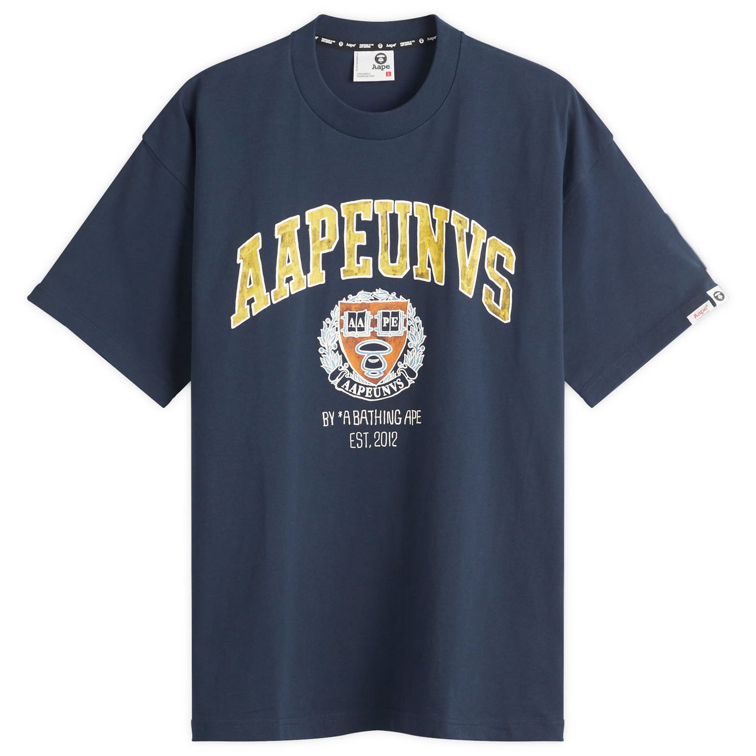 Majica AAPE by A Bathing Ape AAPE College Theme T-Shirt, Size Large Mornarica | AAPTEM1626XX-NYD, 1
