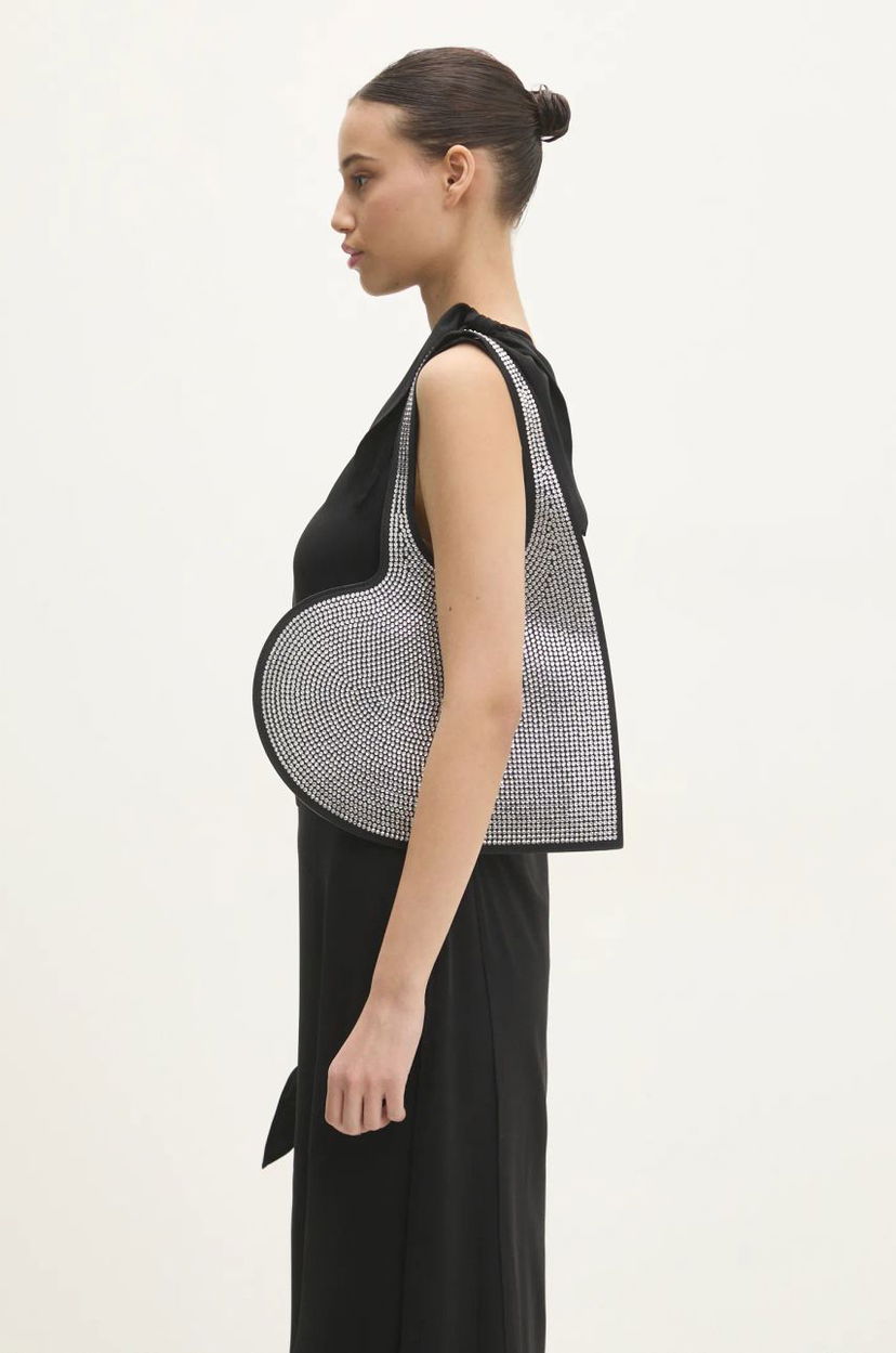 Torba za čez ramo Coperni Coperni Crystal-Embellished Mini Heart Tote Bag Kovinski | COPBA14BIS455