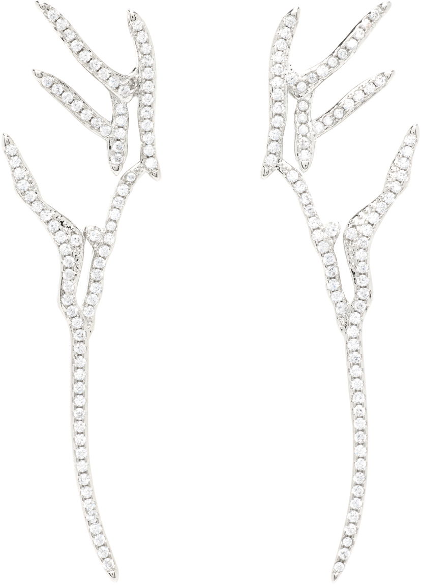 Uhani Collina Strada Collina Strada Crystal Wing Earrings Bela | XX1096