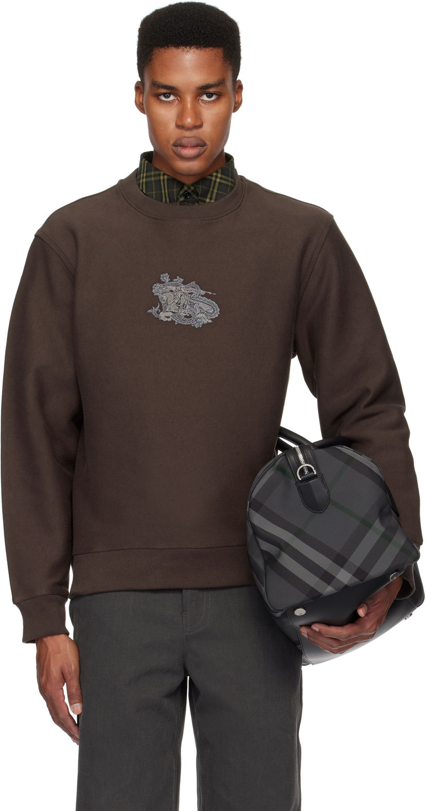 Pulover Burberry Cotton Blend Sweatshirt with Equestrian Knight Embroidery Rjava | 8099546