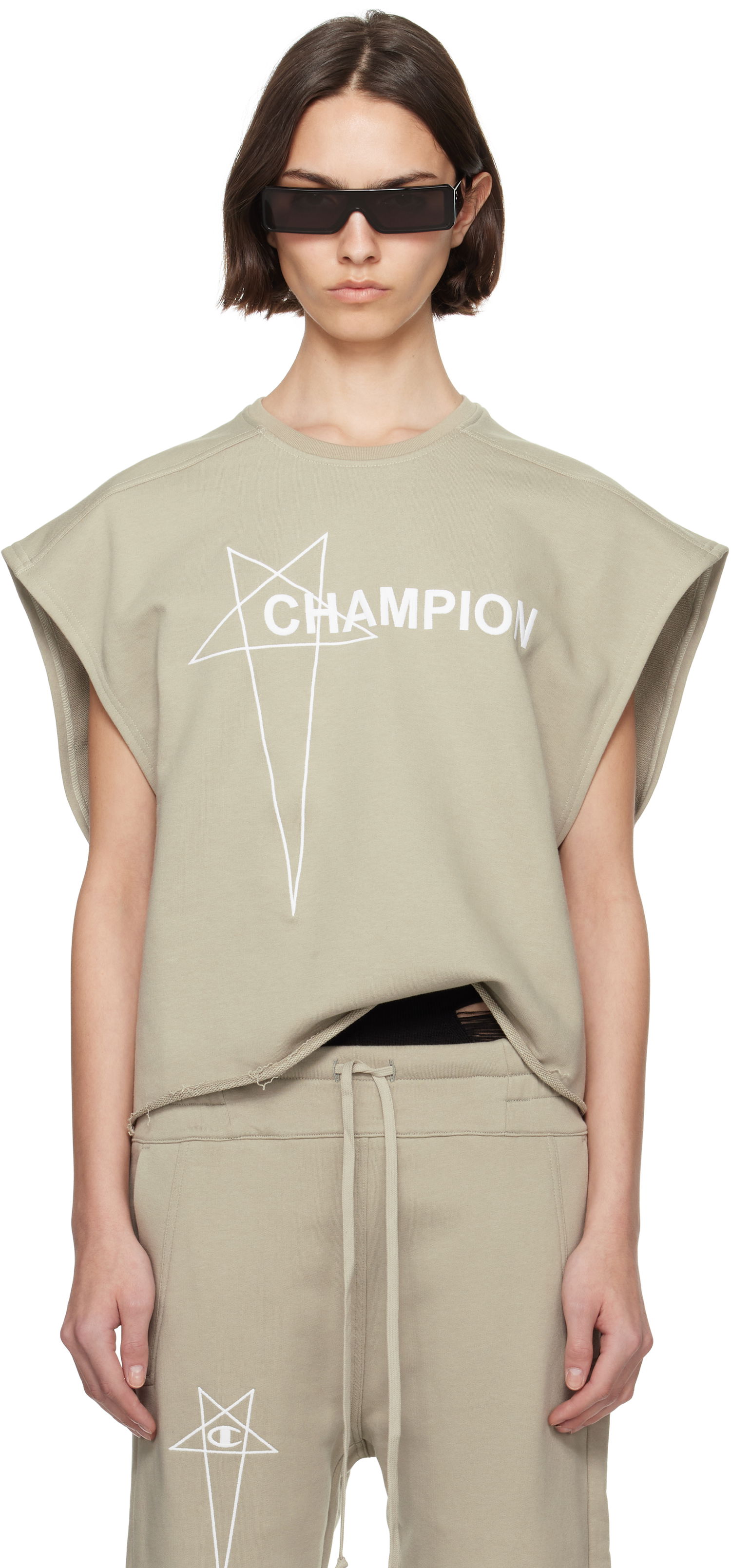 Majica brez rokavov Rick Owens Rick Owens Champion Edition Micro Tatlin Tank Top Bež | CW01E1666 CHFE, 0