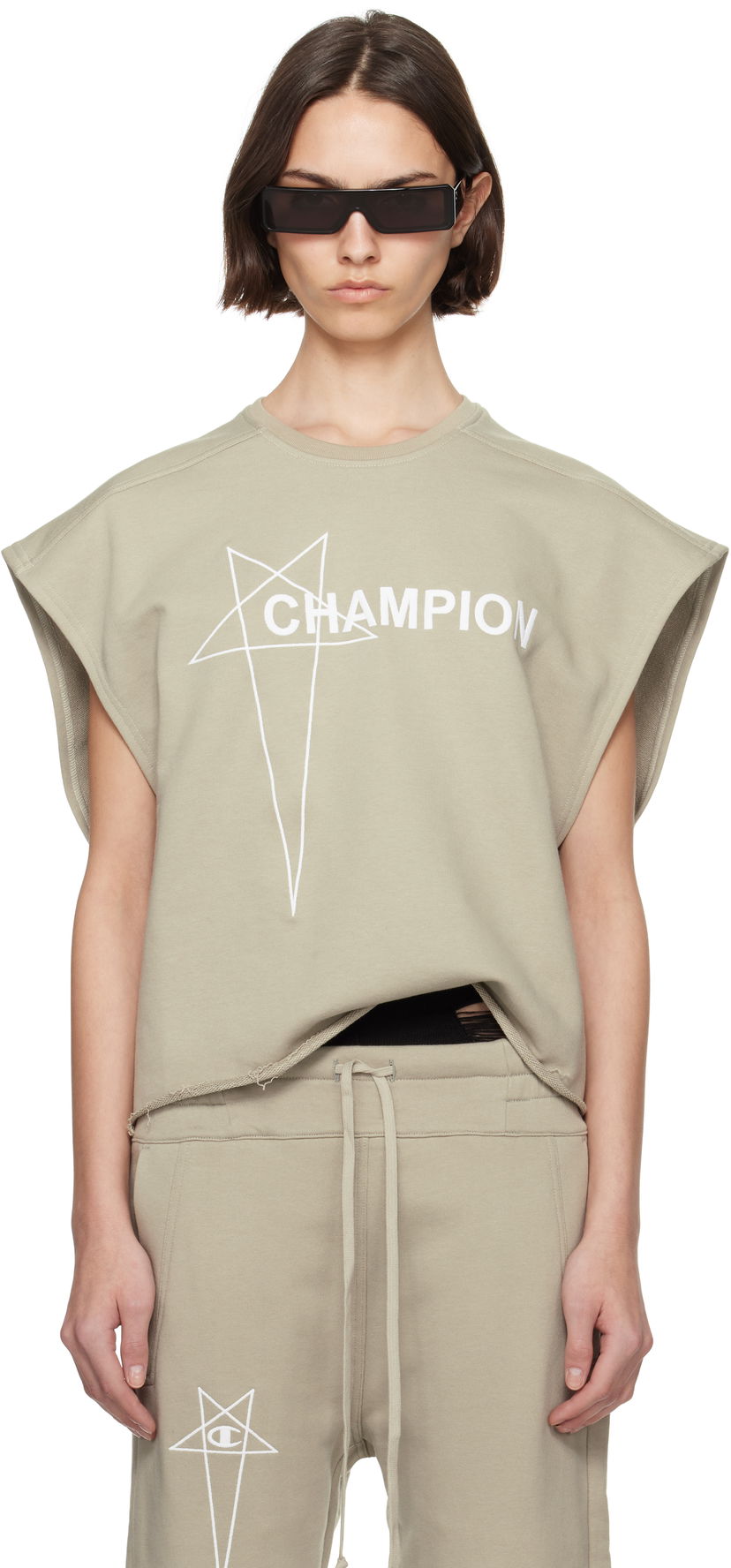 Majica brez rokavov Rick Owens Rick Owens Champion Edition Micro Tatlin Tank Top Bež | CW01E1666 CHFE
