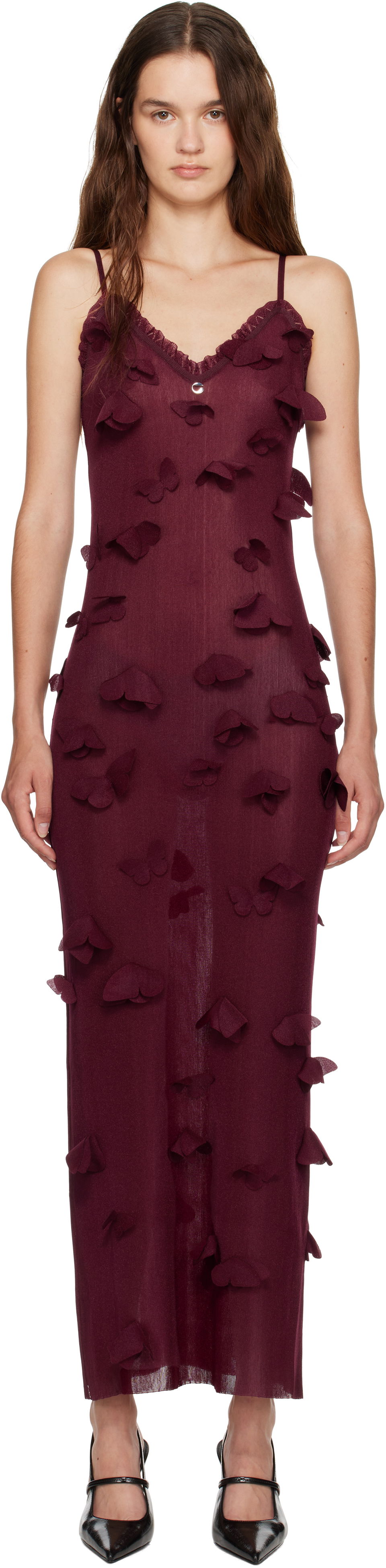 Obleke Coperni Coperni Butterflies Techno Midi Dress Bordo | COPML166Y3015, 0