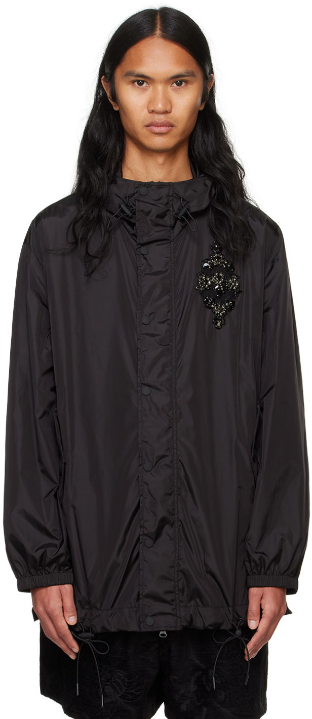Vetrovka Simone Rocha Simone Rocha Embellished Button Placket Parka Črna | 6105B 1067