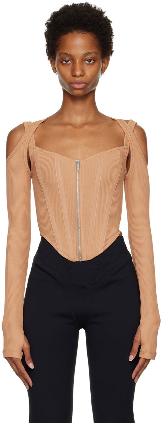 Majica brez rokavov Dion Lee Cutout Long Sleeve Top Bež | A3570F22, 0