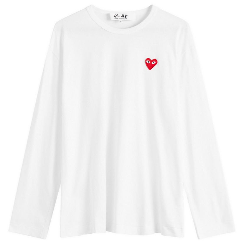 Majica Comme des Garçons Long Sleeve Basic Logo T-Shirt White/Red Bela | AX-T118-051-2