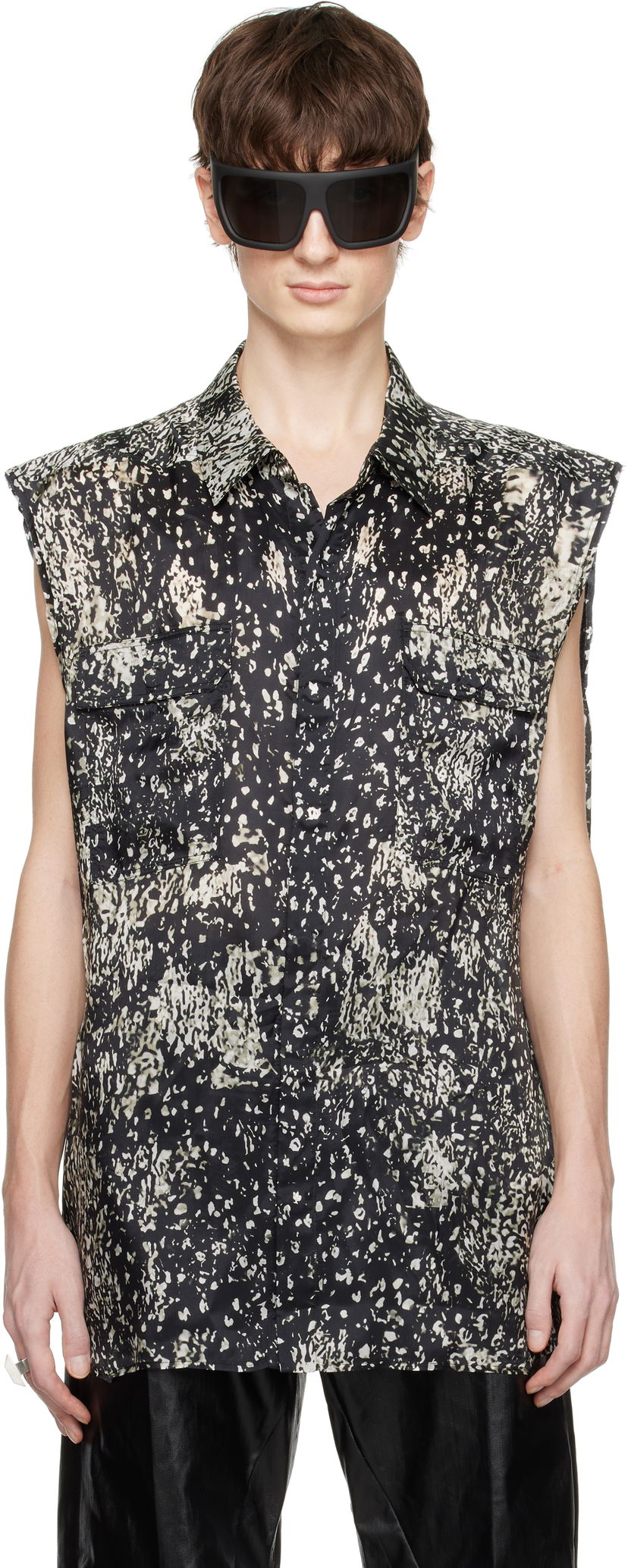 Srajce Rick Owens Rick Owens Hollywood Jumbo Sleeveless Overshirt Črna | RU01E5239 JP1
