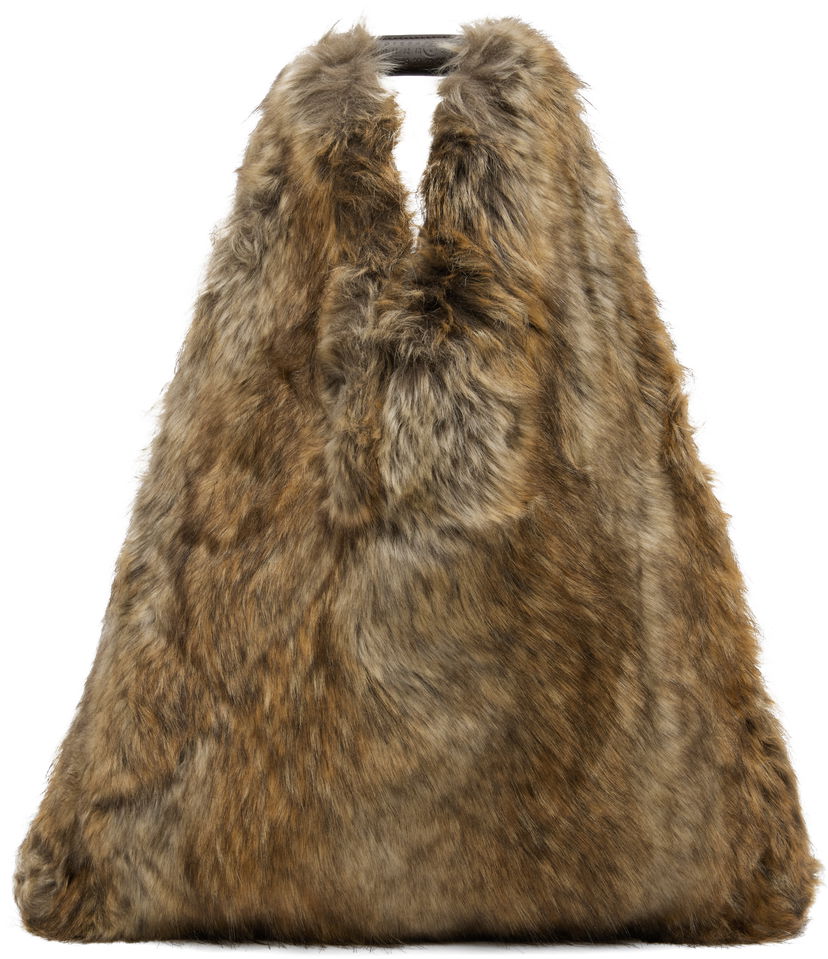 Tote bag Maison Margiela MM6 Maison Margiela Satin and Faux-Fur Tote Rjava | S54WD0039 P8486