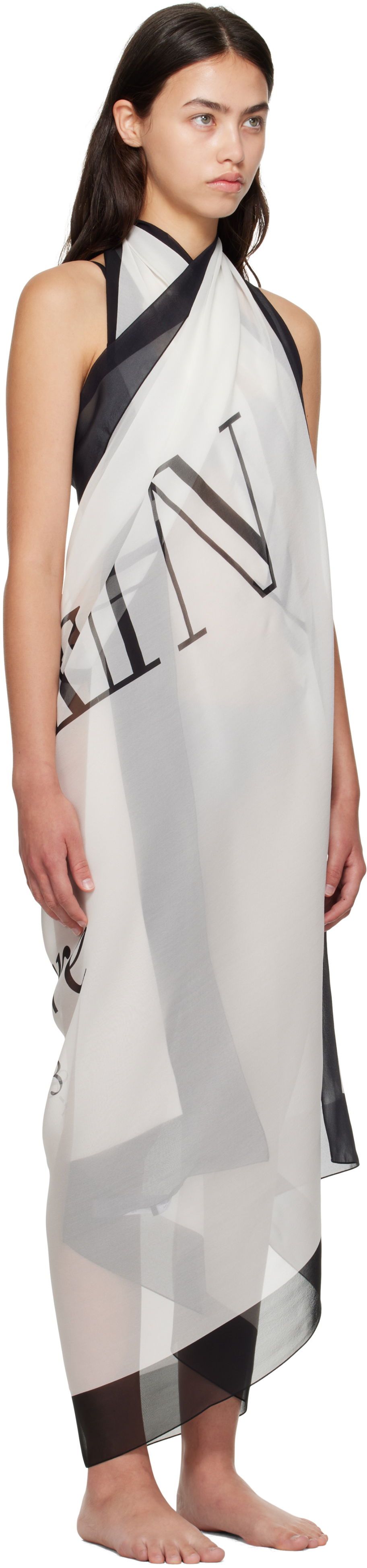 Šala Balmain Balmain Two-Tone Printed Beach Cover-up Bela | BKA202410, 1