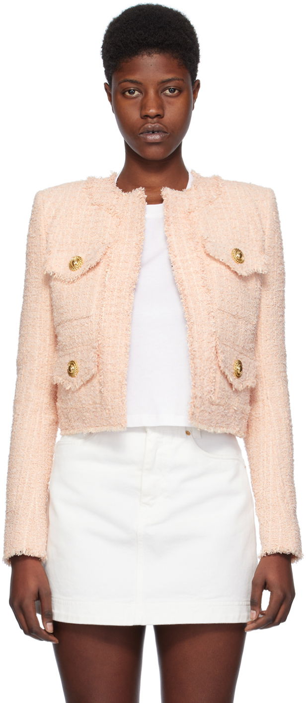 Jakna Balmain Collarless Jacket Roza | CF1SK595XF91, 0