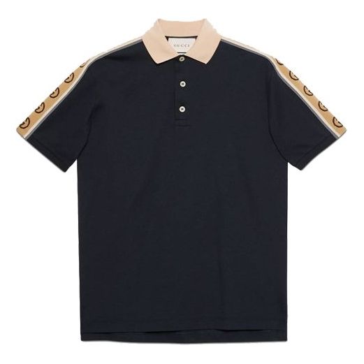 Polo majica Gucci Gucci Interlock Double G Stripe Polo Shirt Mornarica | 598949-XJB0Q-4685