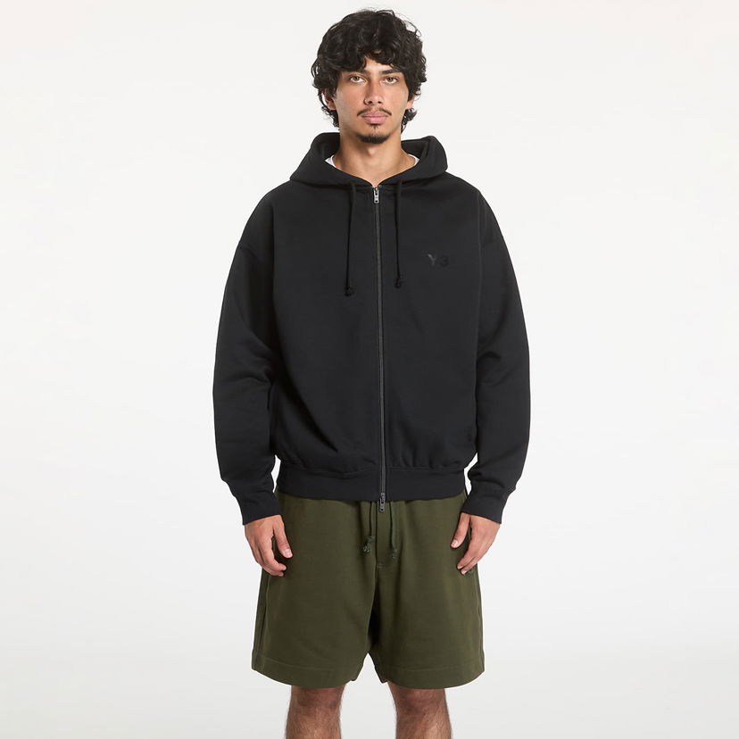 Pulover Y-3 Brushed Terry Full Zip Hoodie UNISEX Black Črna | IW0073