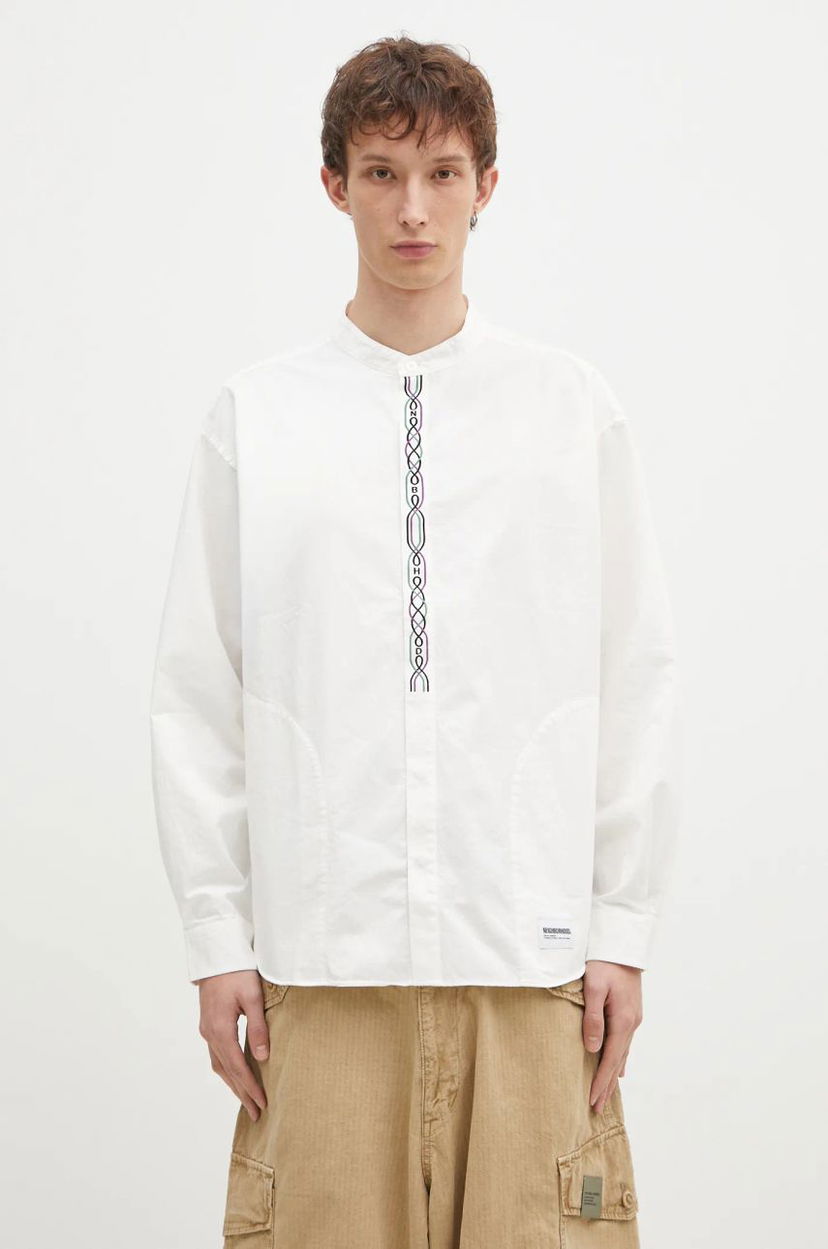 Srajce Neighborhood NEIGHBORHOOD Regular Fit Band Collar Shirt Bela | 242AQNH.SHM04