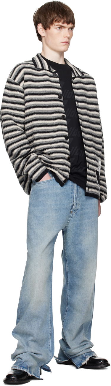 Pleteni pulover We11done We11done Stripe Embroidered Cardigan Večbarvna | WD-KC2-25-620-U-BK, 3
