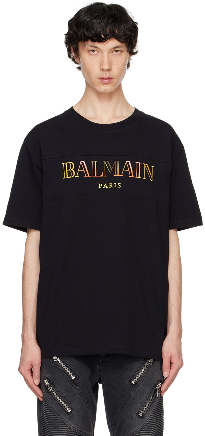 Majica Balmain Embroidered T-shirt Črna | DH0EG006BC81