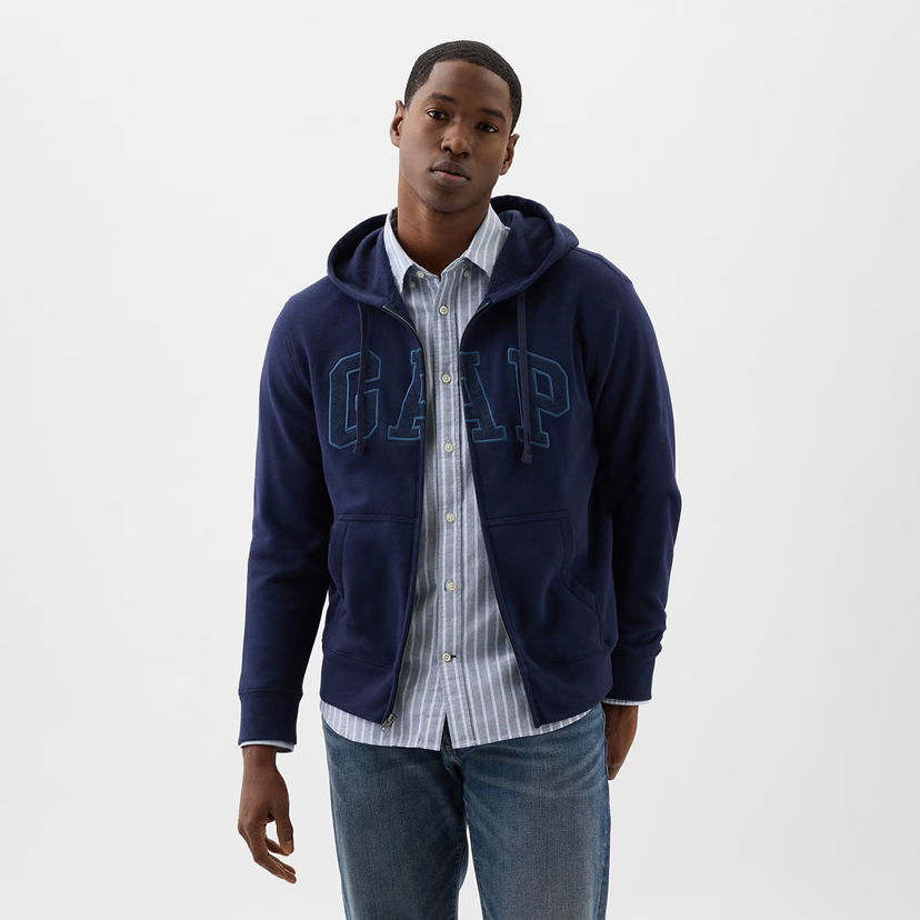 Pulover GAP Logo Fullzip Hoodie Tapestry Navy Mornarica | 499917-03