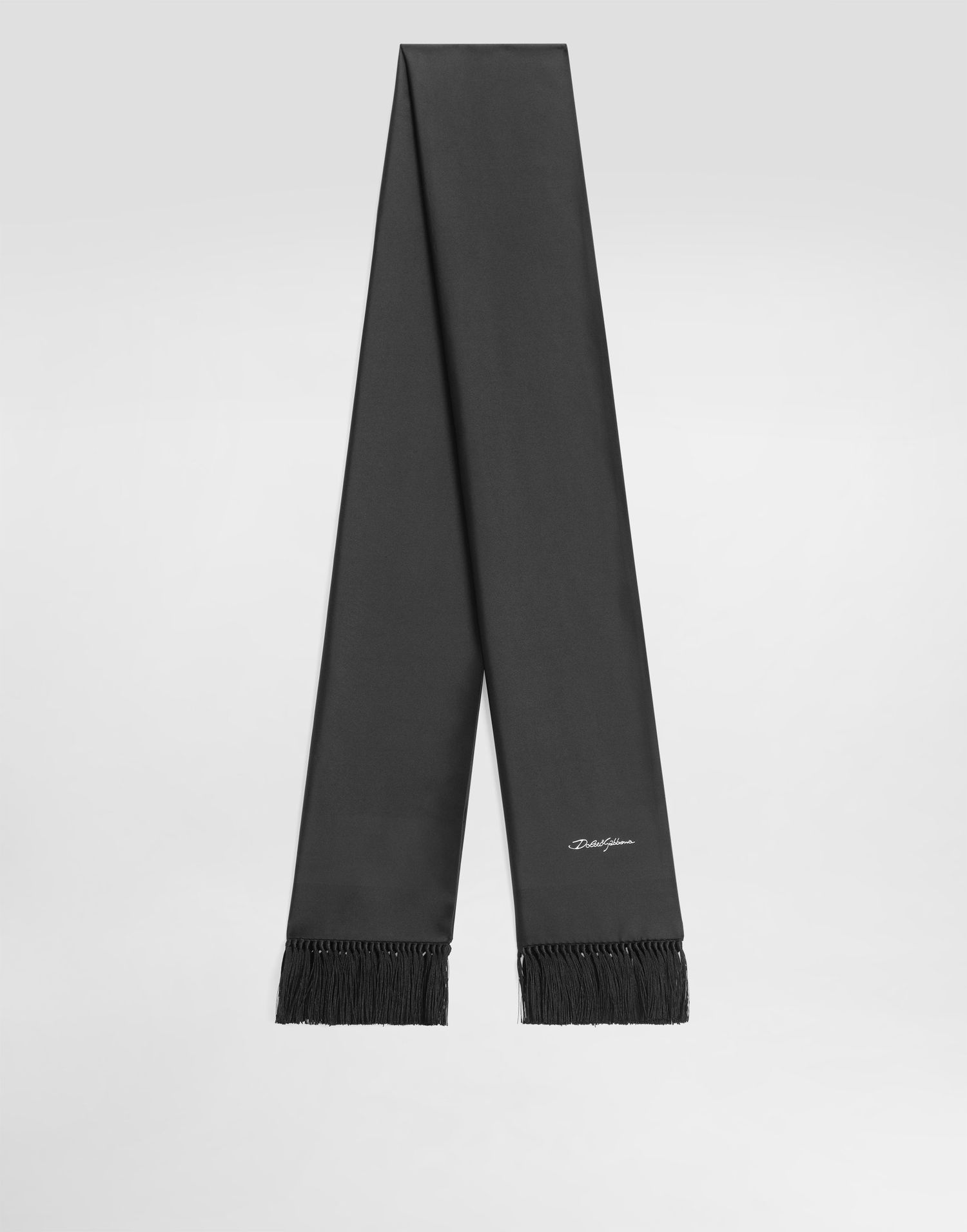 Šala Dolce & Gabbana Dolce & Gabbana Jacquard Satin Scarf with Tassels Črna | GQ386EG0UB6N0000, 0