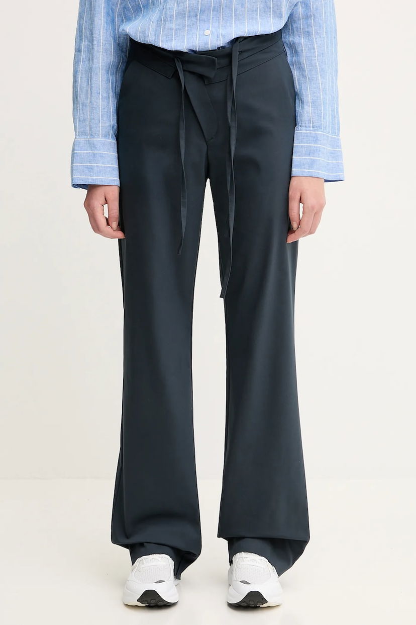 Hlače Ottolinger Ottolinger Double Fold High Waist Flare Pants Mornarica | 123.201723.01