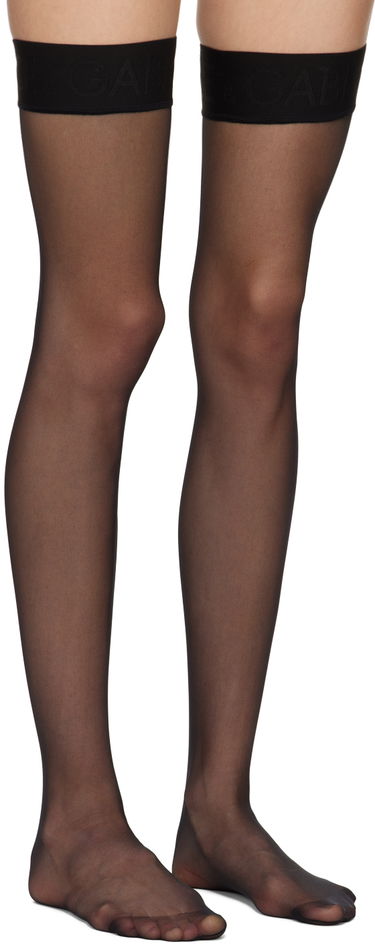 Nogavice Dolce & Gabbana Sheer Thigh High Socks Črna | O4A70T ONO28, 3