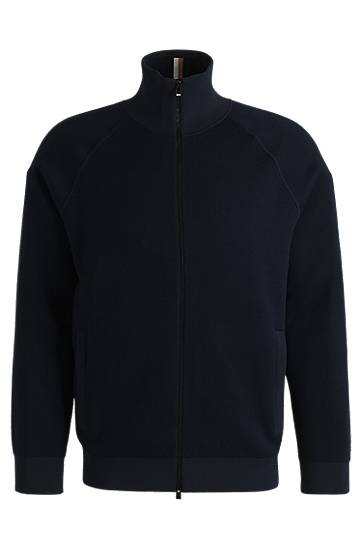 Bomber jakna BOSS Cotton-blend Zip-up Cardigan Mornarica | 50519629
