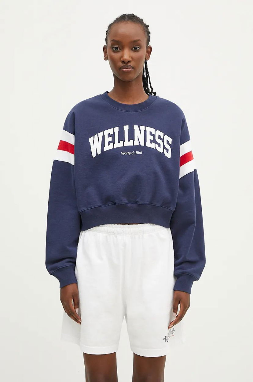 Pulover Sporty & Rich Wellness Ivy Print Crop Sweatshirt Modra | WS058S406WN