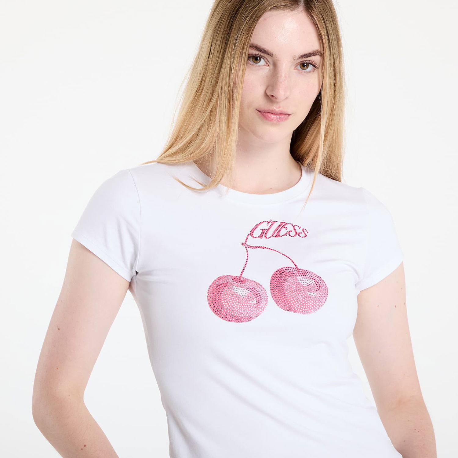 Majica GUESS GUESS Wavy Cherry Logo Tee Bela | W5YI30K49A1-G011, 1