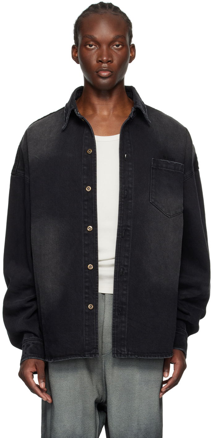 Srajce We11done Distressed Denim Shirt Črna | WD-DB2-24-354-U-BK