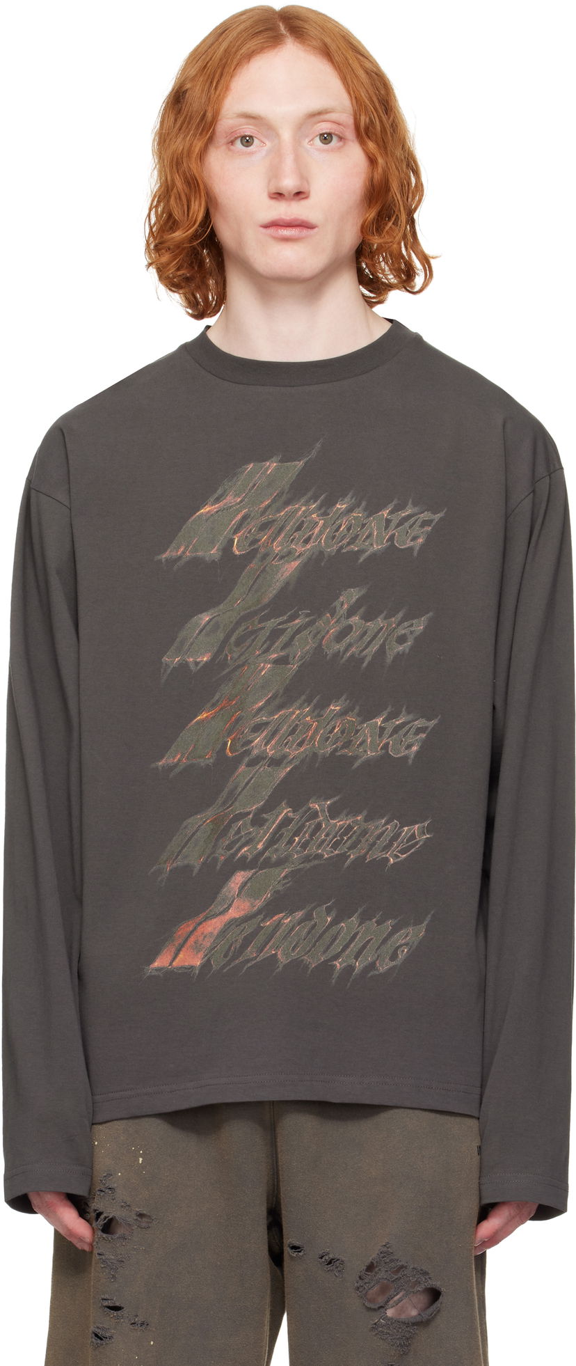 Majica We11done We11done Spark Logo Long Sleeve T-Shirt Siva | WD-TT0-25-752-U-CH