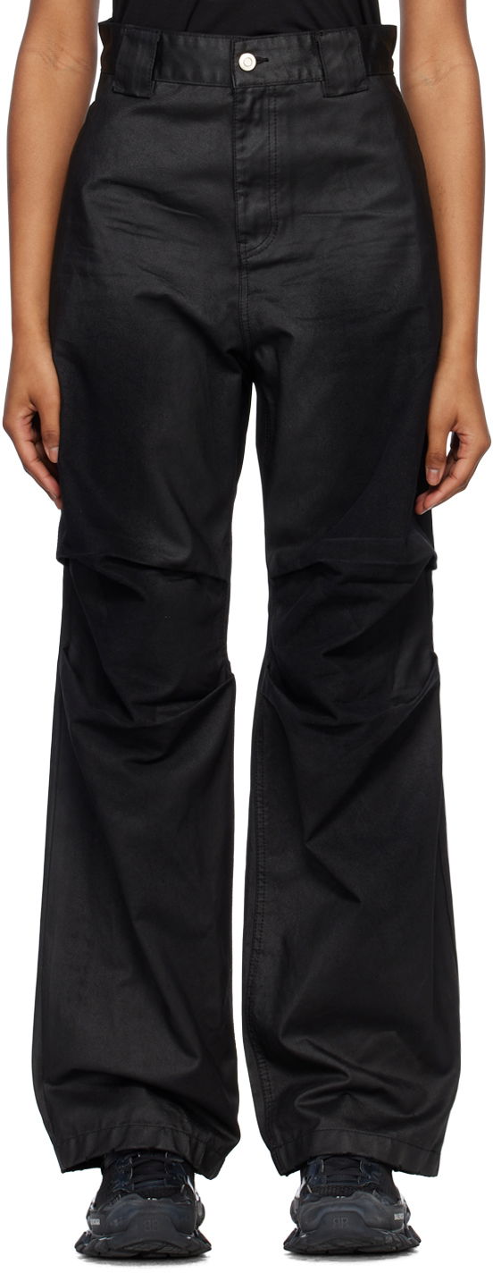 Cargo hlače We11done We11done Tuck Straight Leg Jeans Črna | WD-DP1-23-383-W-BK